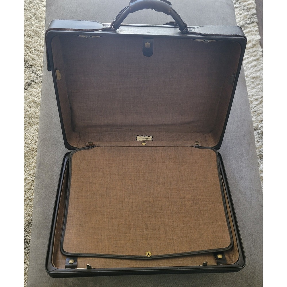 Vintage Hartmann Escort Vinyl‎ Attache Case Brown Briefcase 18 Inch - Picture 9 of 16